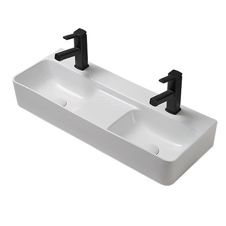 Arezzo Double Bowl Wall Mounted Basin - 810mm - 1 Tap Hole per Bowl