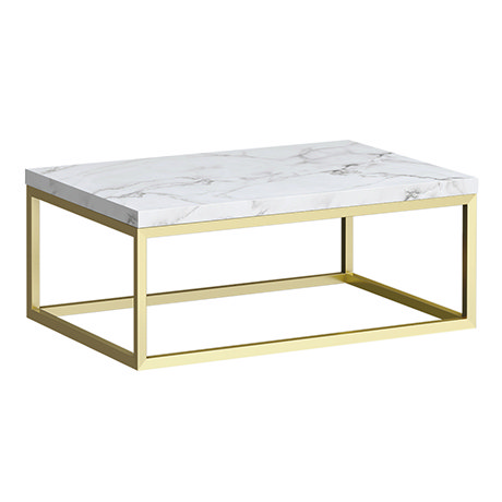 Arezzo 700 White Marble Effect Worktop with Brushed Brass Towel Rail Frame