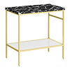 Arezzo 810 Black Marble Effect Worktop with Brushed Brass Framed Washstand profile small image view 1 