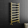 Arezzo Cube Brushed Brass 800 x 500 Heated Towel Rail profile small image view 1 