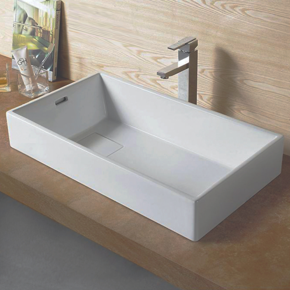 Arezzo 710 x 405mm Modern 0TH Large Counter Top Basin with Hidden Waste Cover Victorian