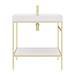 Arezzo 800 Brushed Brass Framed Washstand with Gloss White Open Shelf and Basin profile small image view 4 