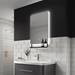 Arezzo Matt Black 800 x 500mm Backlit LED Bathroom Mirror with Hanging Shelf & Anti-Fog profile small image view 2 