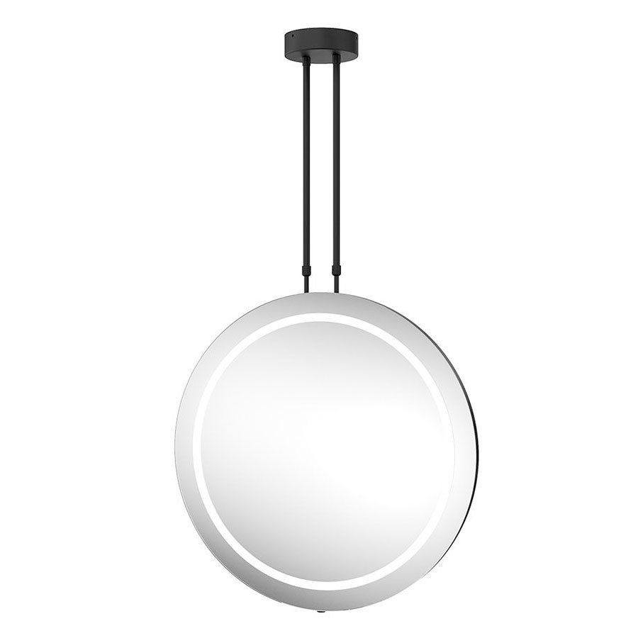 Arezzo Matt Black 600mm Hanging LED Illuminated Bathroom Mirror with Infrared Sensor &amp; Anti-Fog