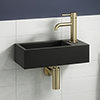 Arezzo 410 x 210 Square Wall Hung Basin with Tap Package (Matt Black - Brushed Brass) profile small image view 1 