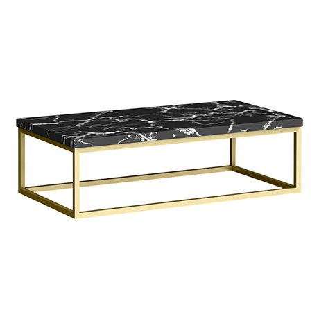 Arezzo 910 Black Marble Effect Worktop with Brushed Brass Wall Mounted Frame