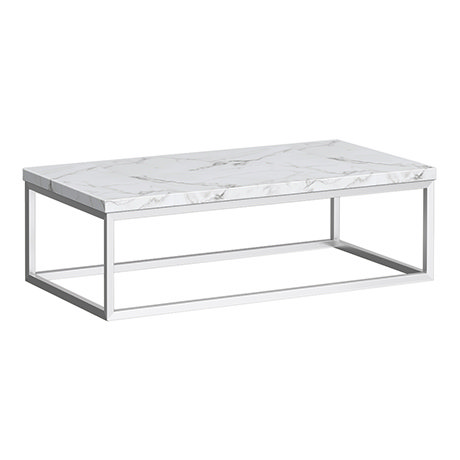 Arezzo 910 White Marble Effect Worktop with Chrome Wall Mounted Frame