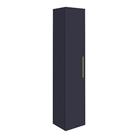 Arezzo Wall Hung Tall Storage Cabinet - Matt Blue - with Industrial Style Brushed Brass Handle