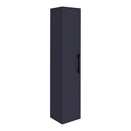 Arezzo Wall Hung Tall Storage Cabinet - Matt Blue - with Industrial Style Black Handle