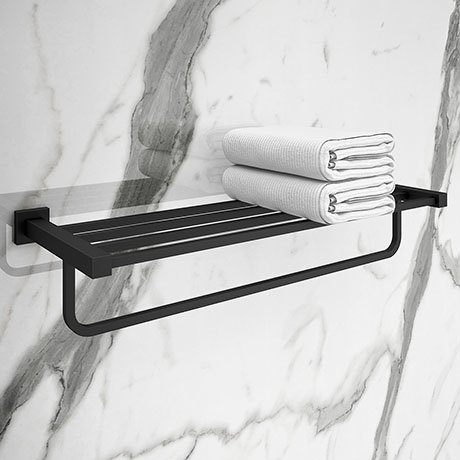 Arezzo Matt Black 600mm Towel Shelf