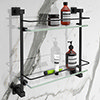 Arezzo Matt Black Modern Double Glass Shelf profile small image view 1 