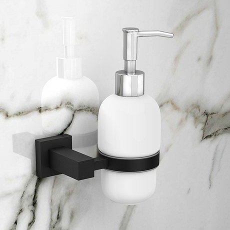 Arezzo Matt Black Soap Dispenser & Holder