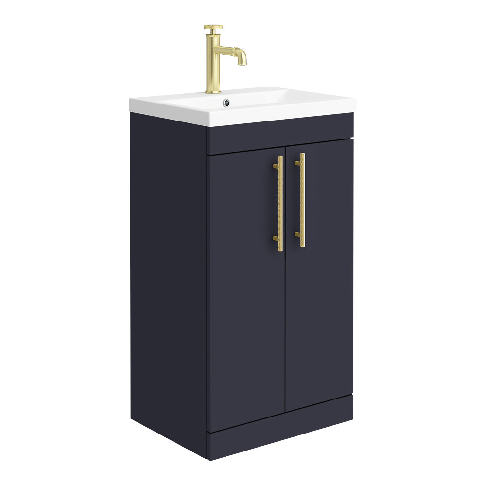 Arezzo Floor Standing Vanity Unit - Matt Blue - 500mm With Industrial ...