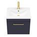 Arezzo 500 Matt Blue Wall Hung 1-Drawer Vanity Unit with Brushed Brass Handle profile small image view 4 