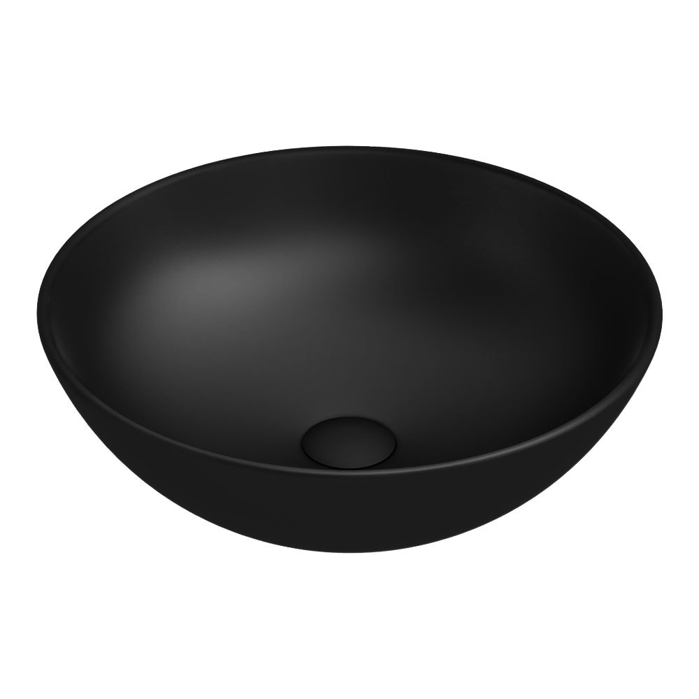 Arezzo 400mm Matt Black Round Counter Top Basin Victorian Plumbing UK