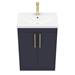 Arezzo Floor Standing Vanity Unit - Matt Blue - 600mm with Industrial Style Brushed Brass Handles profile small image view 5 