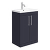 Arezzo Floor Standing Vanity Unit - Matt Blue - 600mm with Industrial Style Chrome Handles profile small image view 1 