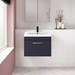 Arezzo 600 Matt Blue Wall Hung 1-Drawer Vanity Unit with Rose Gold Handle profile small image view 3 