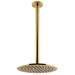 Arezzo Brushed Brass 195mm Thin Round Shower Head + 300mm Ceiling Mounted Arm profile small image view 2 