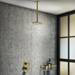 Arezzo Brushed Brass 195mm Thin Round Shower Head + 300mm Ceiling Mounted Arm profile small image view 3 