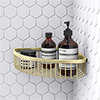 Arezzo Brushed Brass Wire Corner Shower Basket profile small image view 1 