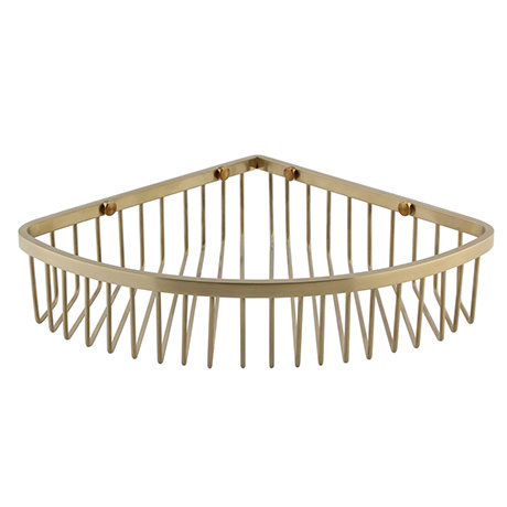 Arezzo Brushed Brass Wire Corner Shower Basket Victorian Plumbing Uk