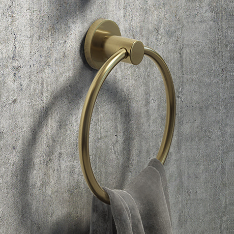 Arezzo Brushed Brass Round Towel Ring