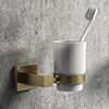 Arezzo Brushed Brass Tumbler Holder & Cup profile small image view 1 