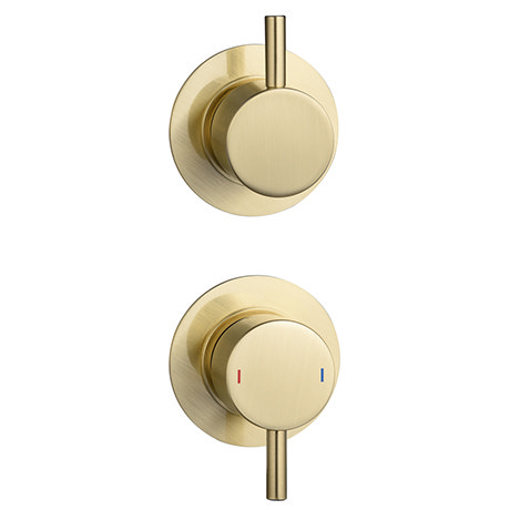 Arezzo Brushed Brass Concealed Individual Stop Tap + Thermostatic Control Shower Valve
