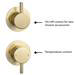 Arezzo Brushed Brass Concealed Individual Diverter + Thermostatic Control Shower Valve profile small image view 6 