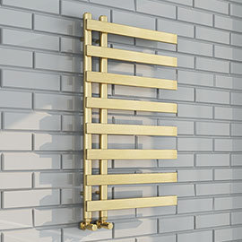 Arezzo Brushed Brass 800 x 500mm 8 Bars Designer Heated Towel Rail