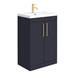 Arezzo Blue Floor Standing Vanity Unit, Tall Cabinet + Toilet Pack with Brass Handles profile small image view 2 