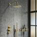 Arezzo Brushed Brass Industrial Style Round Modern Twin Concealed Shower Valve with Diverter profile small image view 4 