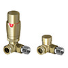 Monza Brushed Brass Corner Thermostatic Radiator Valves profile small image view 1 