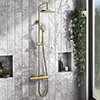 Arezzo Round Thermostatic Shower - Brushed Brass profile small image view 1 