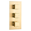 Arezzo Square Triple Concealed Thermostatic Shower Valve with Diverter - Brushed Brass profile small image view 1 