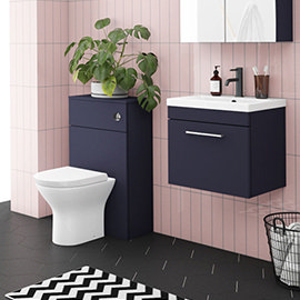 Arezzo Blue Wall Hung Sink Vanity Unit + Toilet Package with Chrome Handle