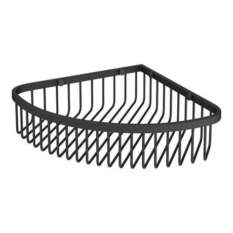 Arezzo Matt Black Wire Corner Shower Basket | Victorian Plumbing UK