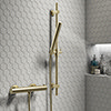 Arezzo Brushed Brass Round Bar Shower Valve incl. Slide Rail Kit with Pencil Handset profile small image view 1 