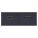 Arezzo Matt Blue Wall Hung Double Countertop Vanity Unit (1200mm w. Brushed Brass Handles) profile small image view 4 
