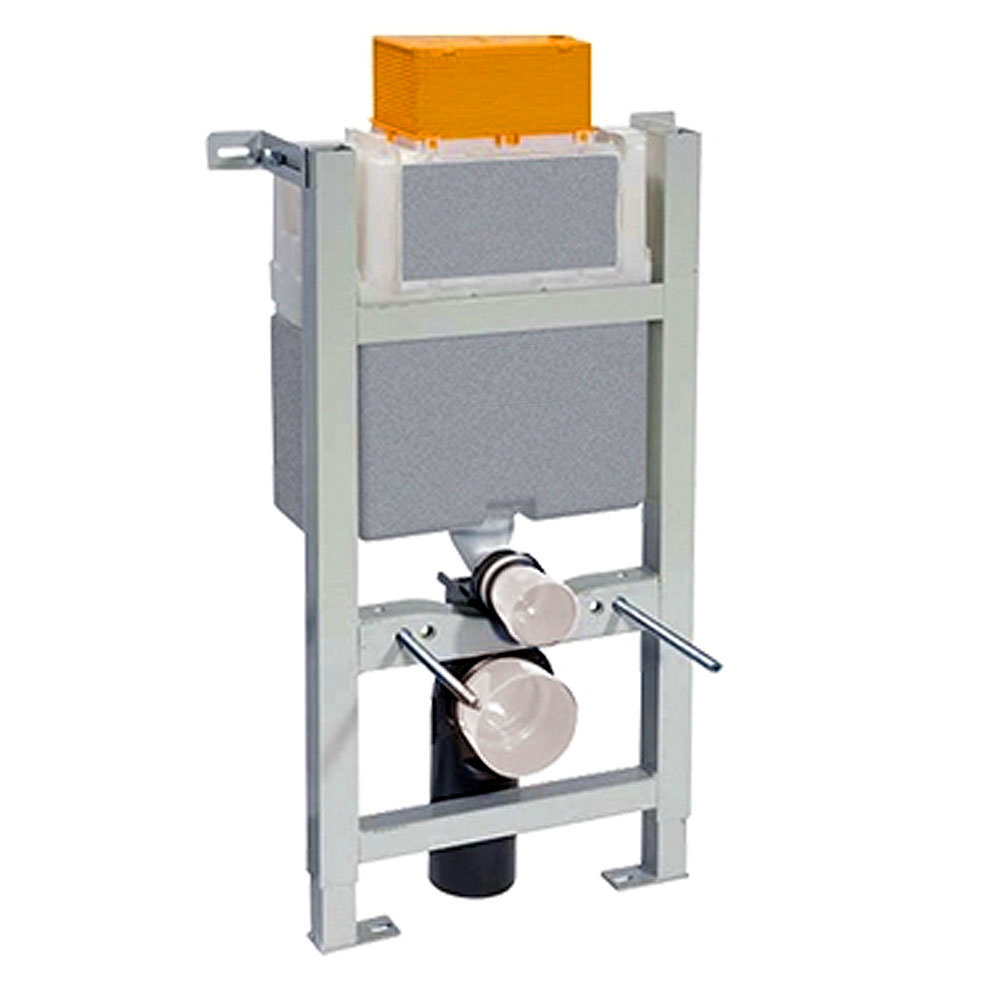 Arezzo Compact Toilet Fixing Frame with Dual Flush Cistern + Matt Black