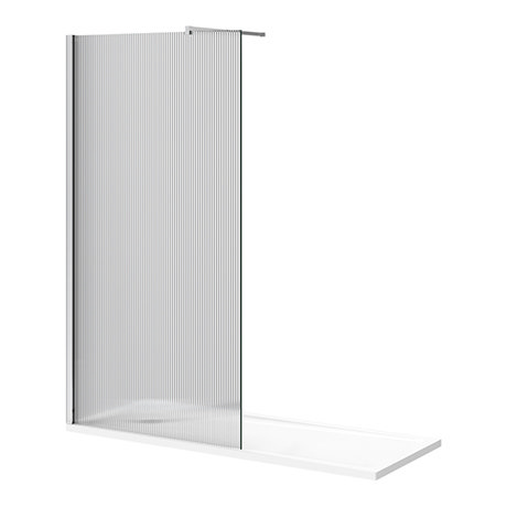 Arezzo 1700 x 700 Bath Replacement Wet Room (1000mm Chrome Fluted Glass Screen w. Tray)