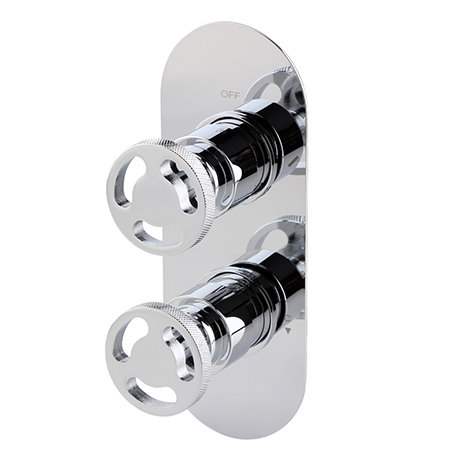 Arezzo Chrome Industrial Style Round Modern Twin Concealed Shower Valve with Diverter