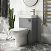 Arezzo Matt Grey 2-In-1 Wash Basin & Toilet (500mm Wide x 300mm) incl. Brushed Brass Flush profile small image view 1 