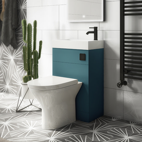 Arezzo Matt Green 2-In-1 Wash Basin & Toilet (500mm Wide x 300mm) incl. Black Flush