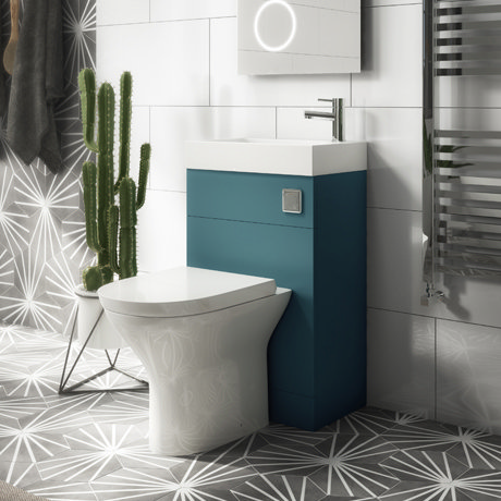Arezzo Matt Green 2-In-1 Wash Basin & Toilet (500mm Wide x 300mm) incl. Chrome Flush