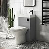 Arezzo Matt Grey Combined 2-In-1 Wash Basin & Toilet (500mm Wide x 300mm) incl. Black Flush profile small image view 1 