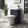 Arezzo Matt Blue 2-In-1 Wash Basin & Toilet (500mm Wide x 300mm) incl. Black Flush profile small image view 1 