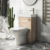 Arezzo Rustic Oak 2-In-1 Wash Basin & Toilet (500mm Wide x 300mm) incl. Brushed Brass Flush profile small image view 1 