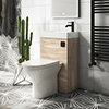 Arezzo Rustic Oak 2-In-1 Wash Basin & Toilet (500mm Wide x 300mm) incl. Black Flush profile small image view 1 